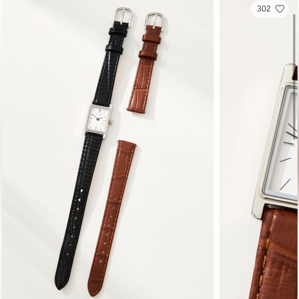 Heaven Mayhem Carino Watch -Silver Square Face Watch with Black AND Brown Strap